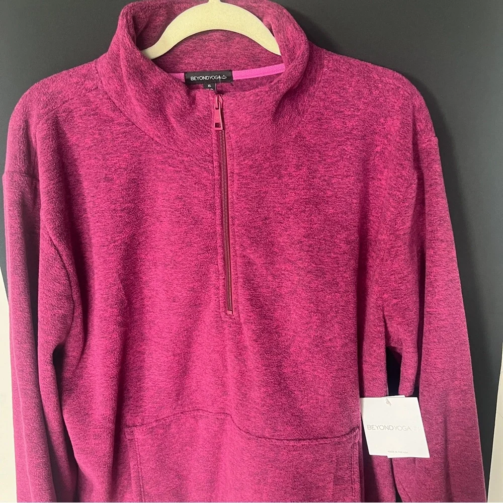 NWT Beyond Yoga New Terrain Pullover XL Heather Dark Beet Activewear Sweatshirt - Picture 4 of 11